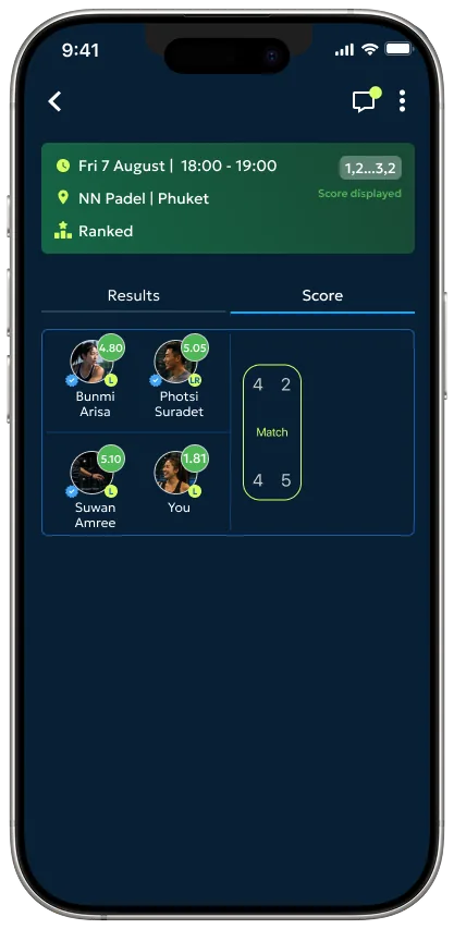 Result saved, rating moved, everyone's share settled.